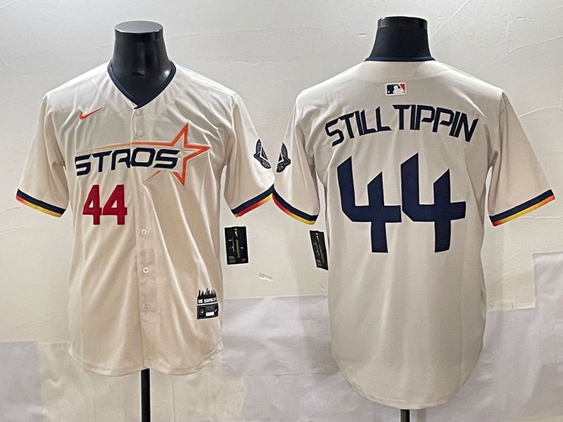 Men 2025 Houston Astros 44 Still Tippin Cream Three generations Joint Name Nike MLB Jersey style 10